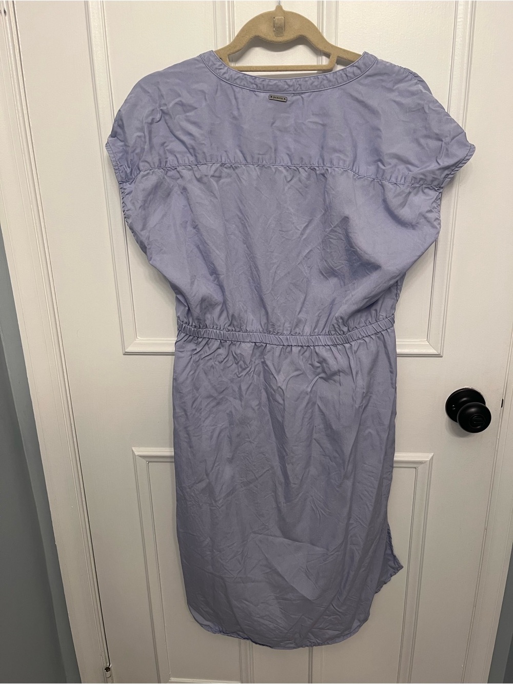 Prana Light Blue Cap Sleeve Button-Front Dress 100% Tencel Sz M - Picture 3 of 5